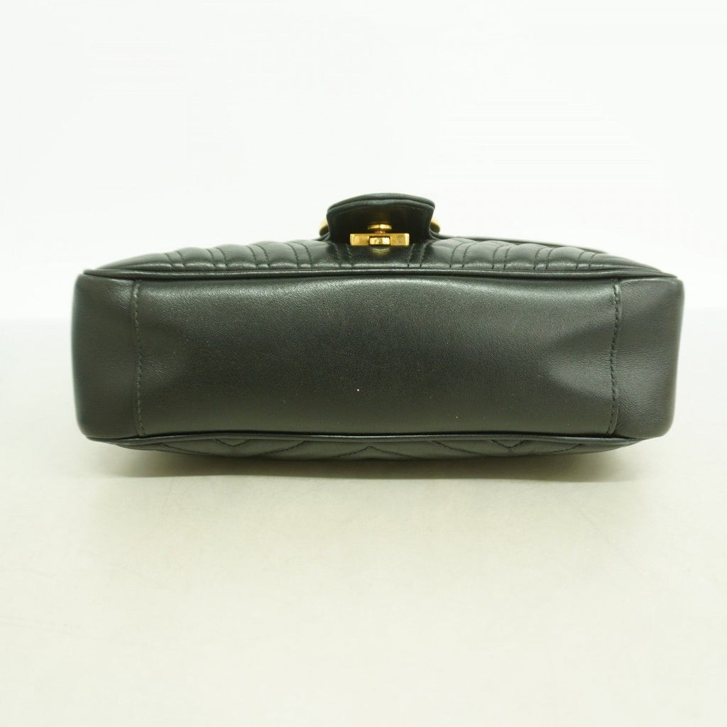 Gucci Shoulder Bag GG Marmont Leather Black Gold — view 3