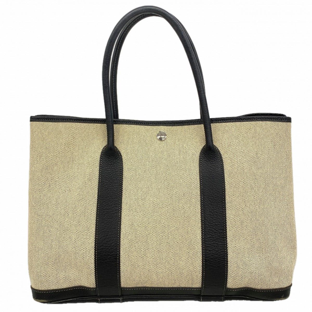 Hermes Tote Garden Party PM Toile Ash Black Beige Silver