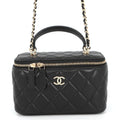 Chanel Chain Shoulder Bag Quilted CC Logo Vanity Case Lambskin Black