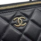 Chanel Chain Shoulder Bag Quilted CC Logo Vanity Case Lambskin Black — view 6