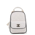 Chanel Backpack Quilted CC Logo Lambskin 2-Way Shoulder Bag White Black