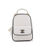 Chanel Backpack Quilted CC Logo Lambskin 2-Way Shoulder Bag White Black