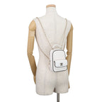 Chanel Backpack Quilted CC Logo Lambskin 2-Way Shoulder Bag White Black — view 5