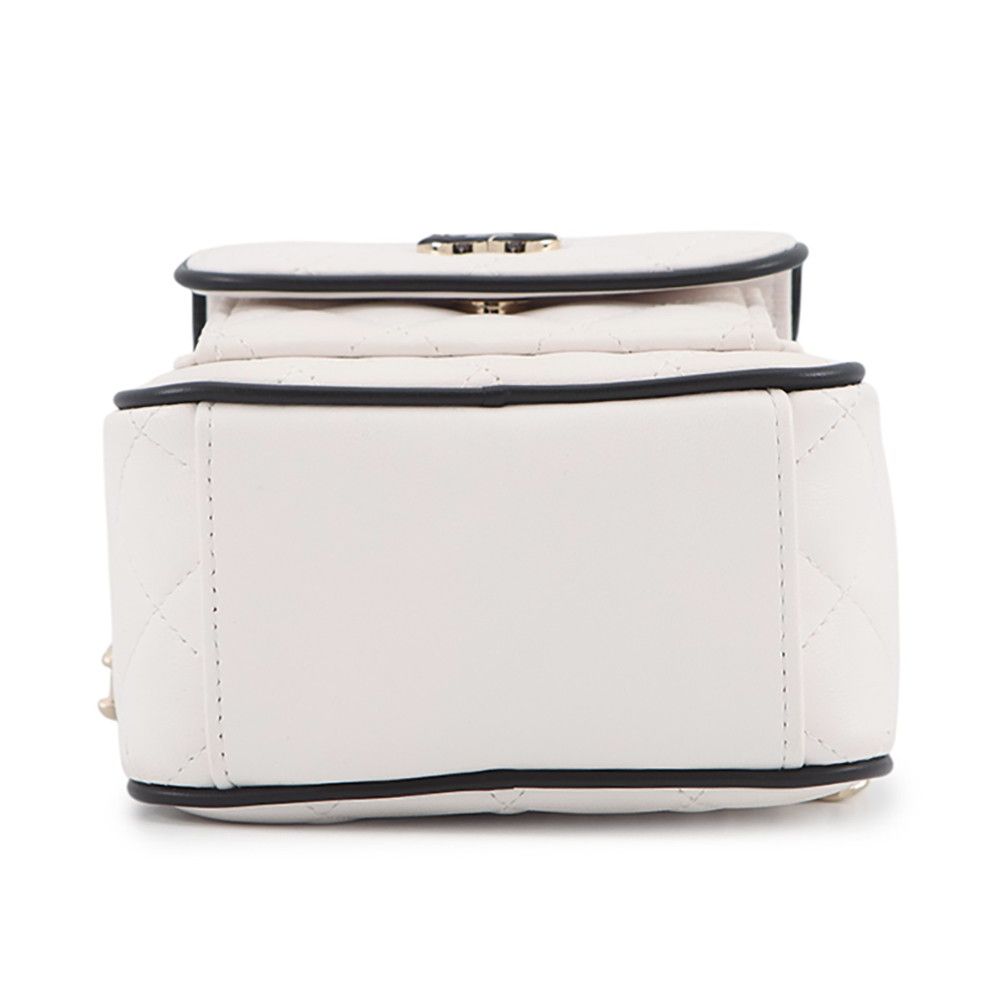 Chanel Backpack Quilted CC Logo Lambskin 2-Way Shoulder Bag White Black — view 4
