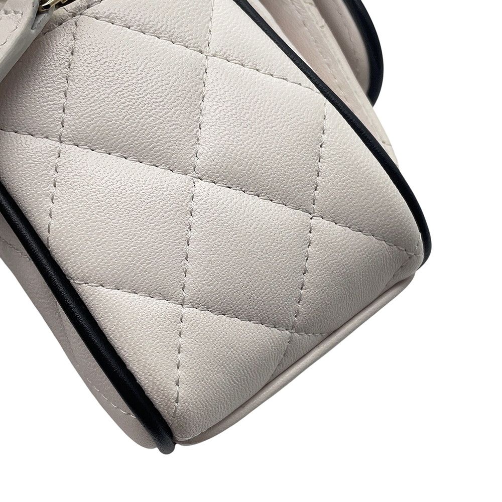 Chanel Backpack Quilted CC Logo Lambskin 2-Way Shoulder Bag White Black — view 9