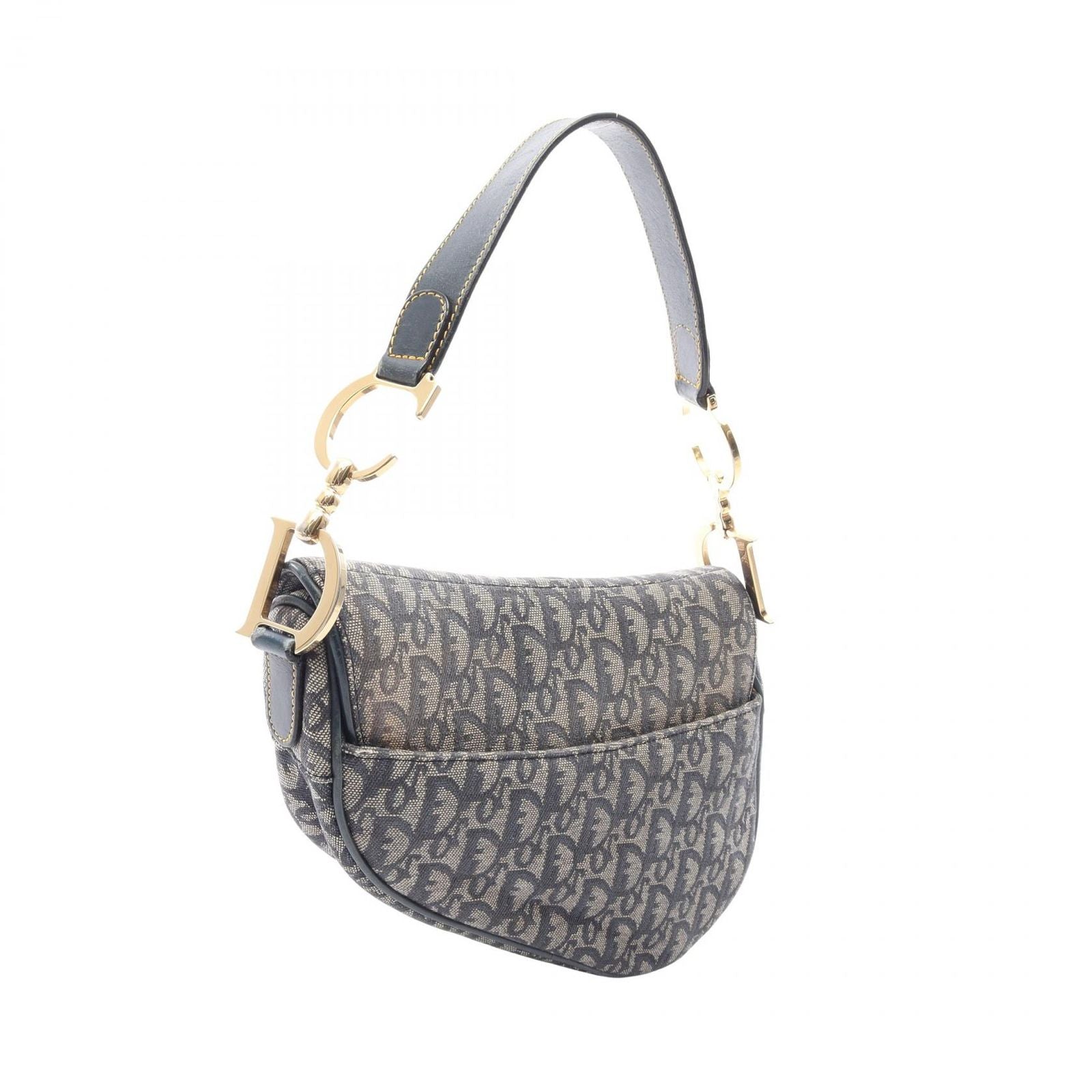 Dior Saddle Bag Trotter Navy Canvas Leather — view 2