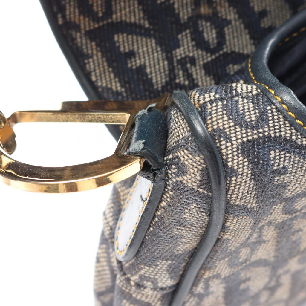 Dior Saddle Bag Trotter Navy Canvas Leather — view 5