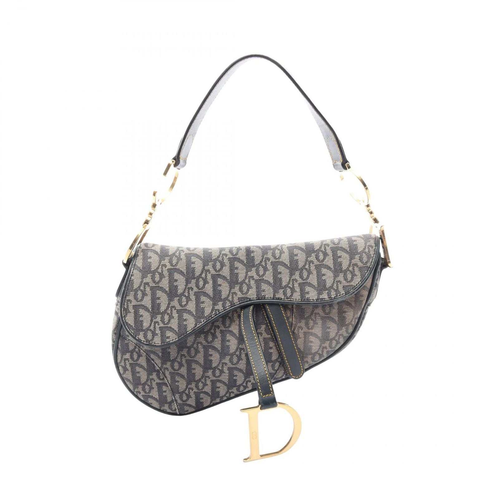 Dior Saddle Bag Trotter Navy Canvas Leather