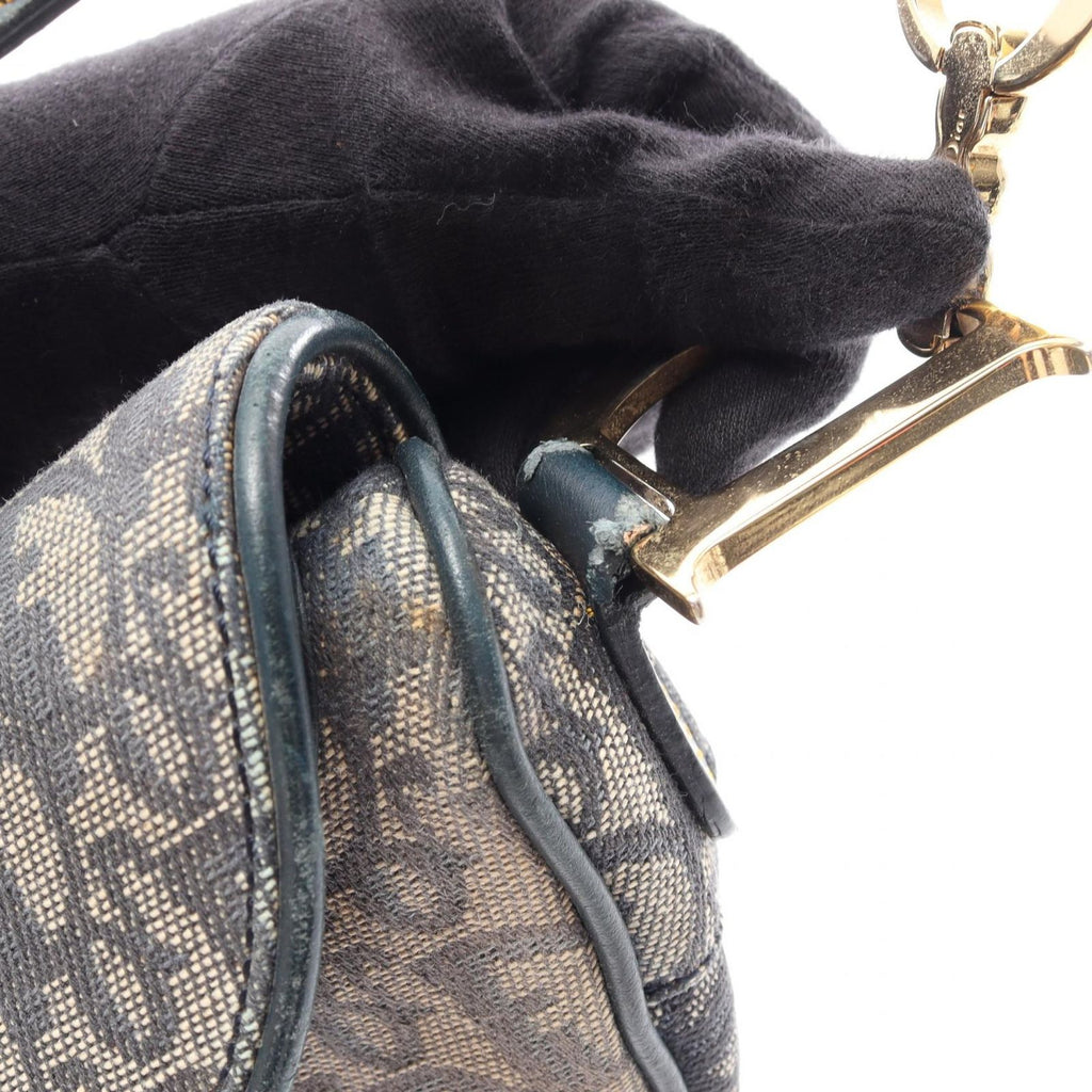 Dior Saddle Bag Trotter Navy Canvas Leather — view 6