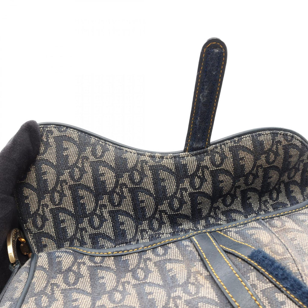 Dior Saddle Bag Trotter Navy Canvas Leather — view 8