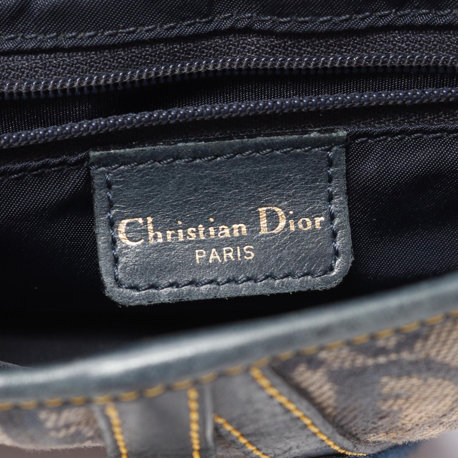 Dior Saddle Bag Trotter Navy Canvas Leather — view 4