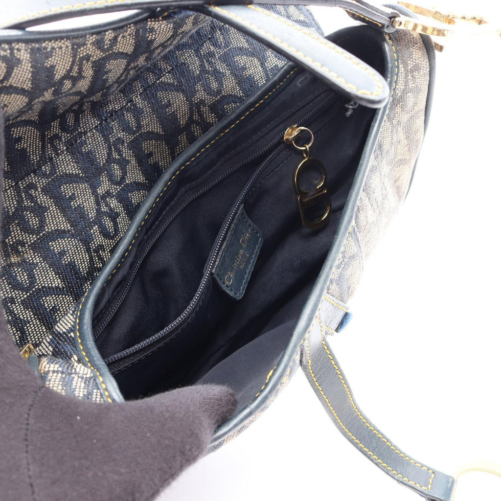 Dior Saddle Bag Trotter Navy Canvas Leather — view 3
