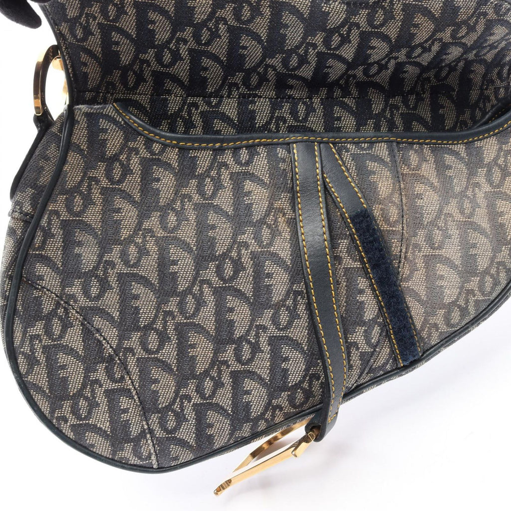 Dior Saddle Bag Trotter Navy Canvas Leather — view 9