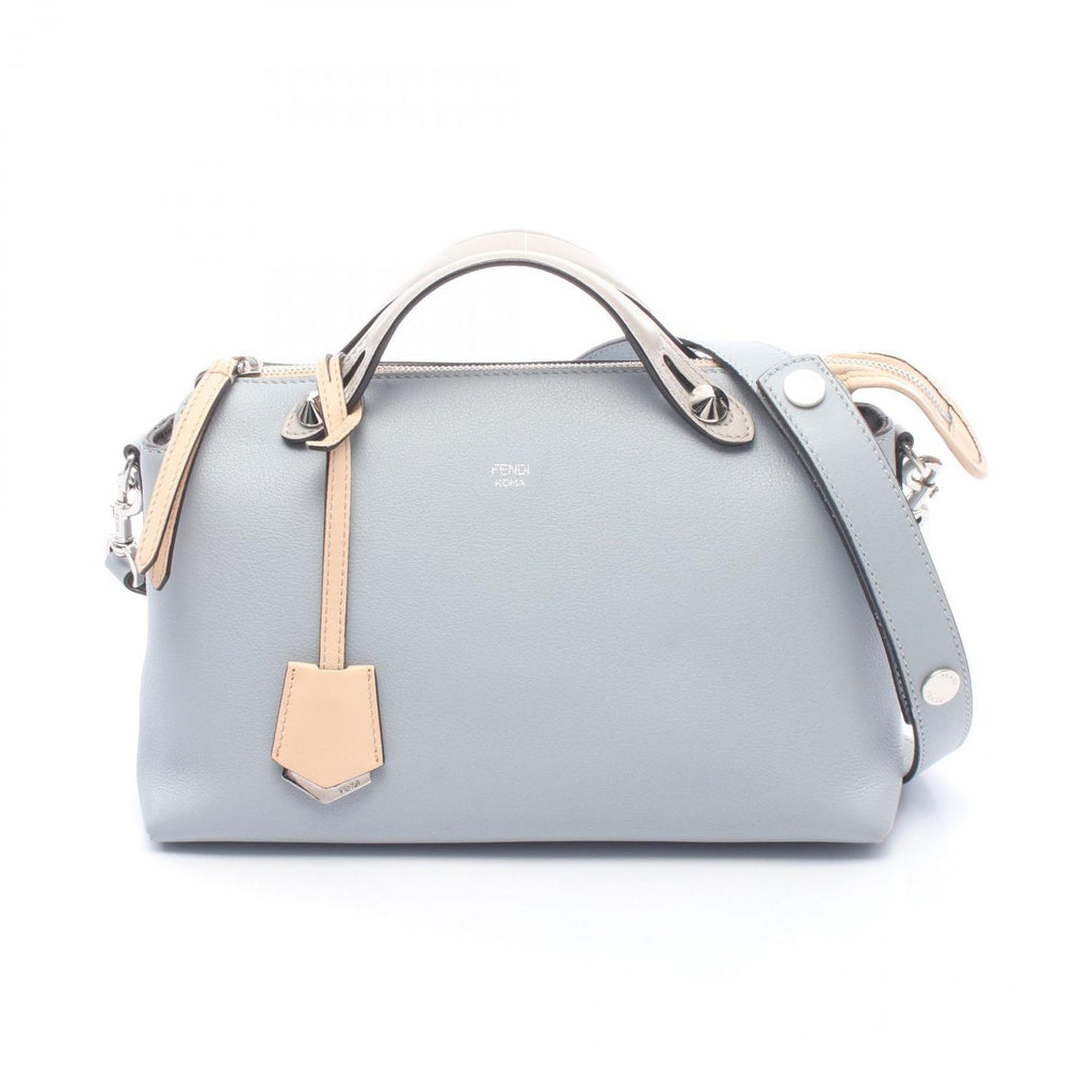 Fendi Handbag by the Way Medium 2-Way Light Blue Gray Beige Leather