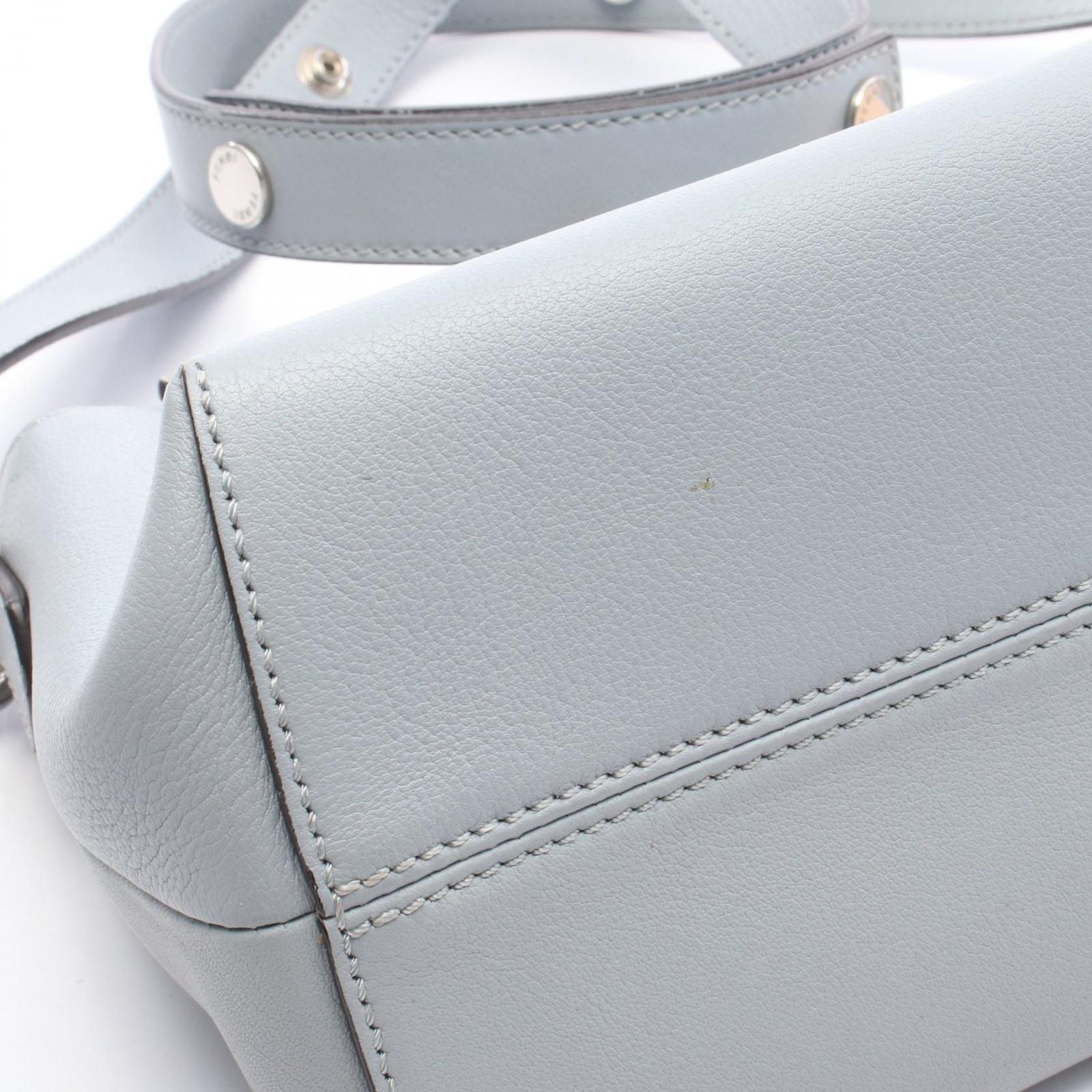 Fendi Handbag by the Way Medium 2-Way Light Blue Gray Beige Leather — view 7
