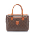 Celine Handbag Macadam Brown Dark Canvas Leather Boston