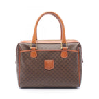 Celine Handbag Macadam Brown Dark Canvas Leather Boston