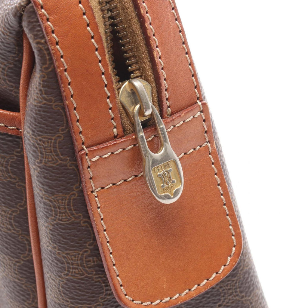 Celine Handbag Macadam Brown Dark Canvas Leather Boston — view 8