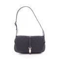 Gucci Shoulder Bag Jackie Webbing Line 001 Black Canvas Leather