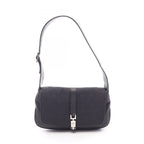 Gucci Shoulder Bag Jackie Webbing Line 001 Black Canvas Leather