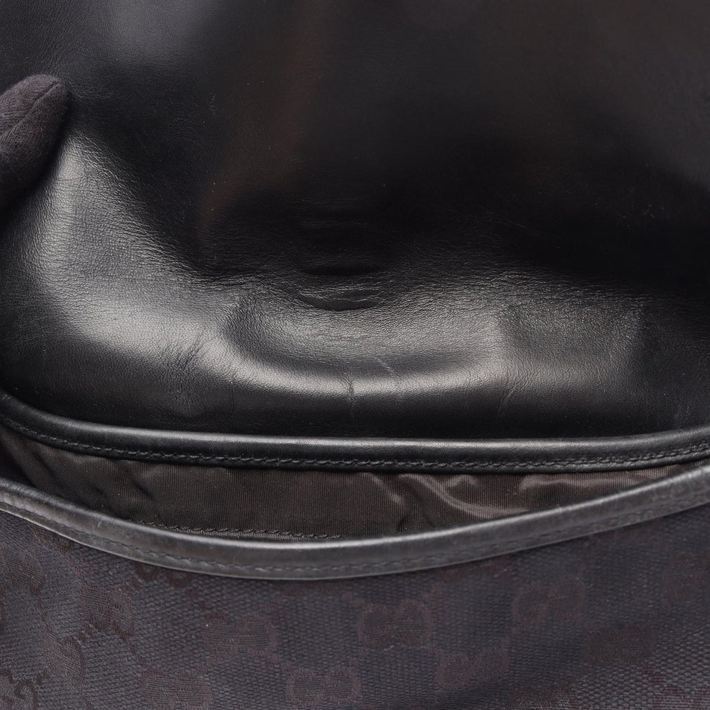 Gucci Shoulder Bag Jackie Webbing Line 001 Black Canvas Leather — view 6