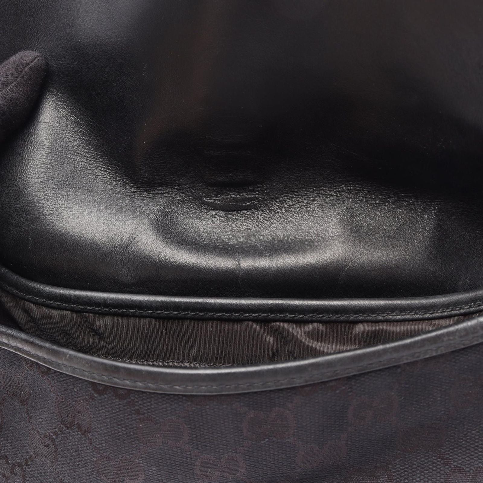 Gucci Shoulder Bag Jackie Webbing Line 001 Black Canvas Leather — view 6