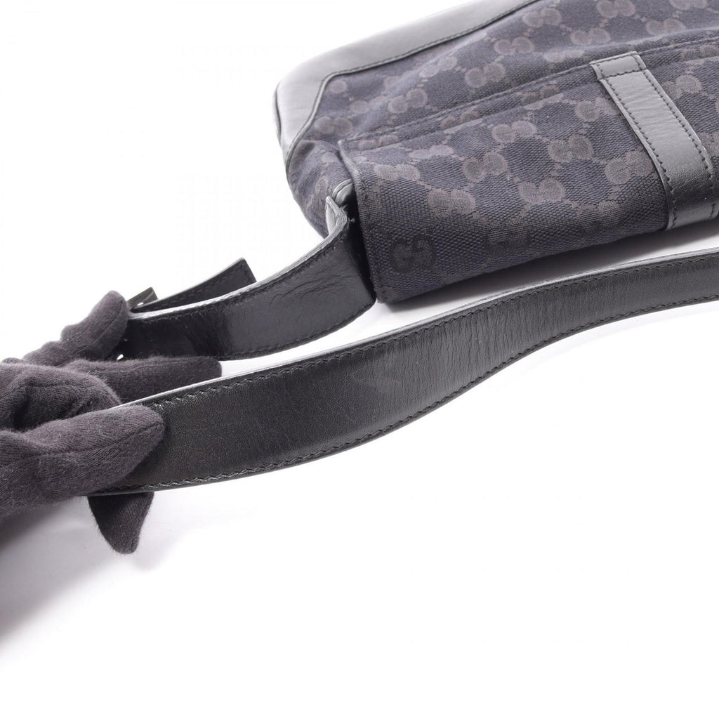 Gucci Shoulder Bag Jackie Webbing Line 001 Black Canvas Leather — view 9