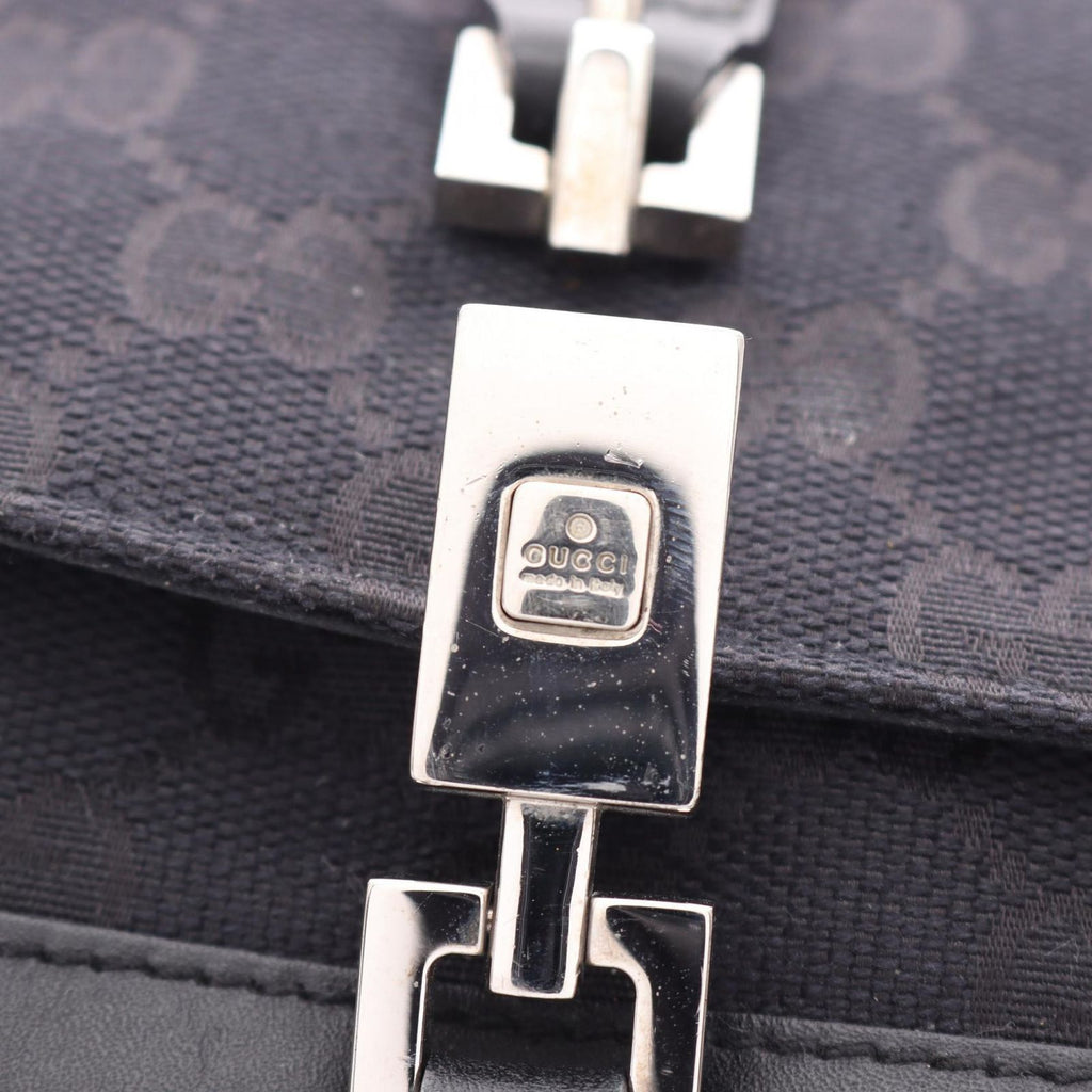 Gucci Shoulder Bag Jackie Webbing Line 001 Black Canvas Leather — view 7