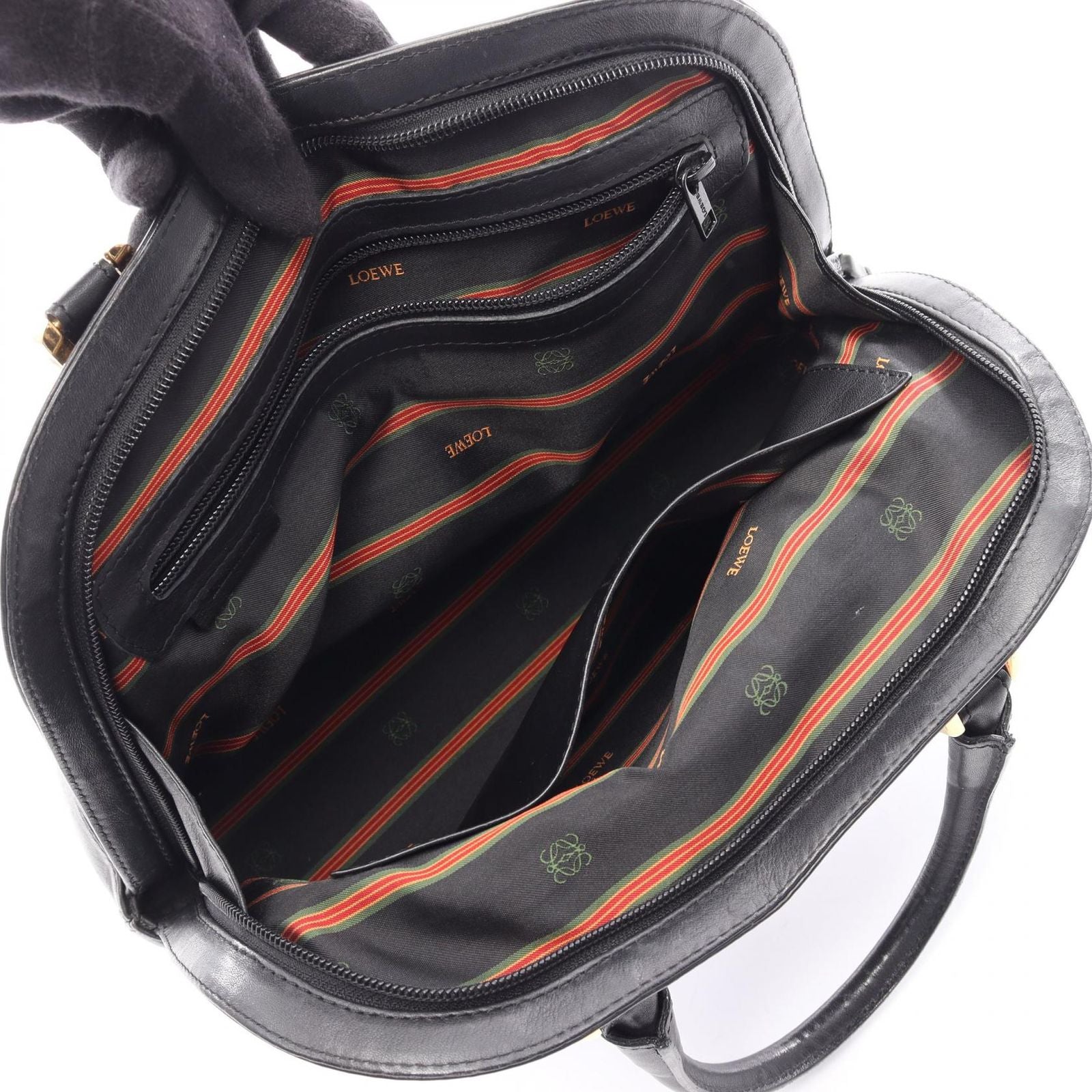 Loewe Handbag Anagram 2-Way Black Leather Hand — view 3
