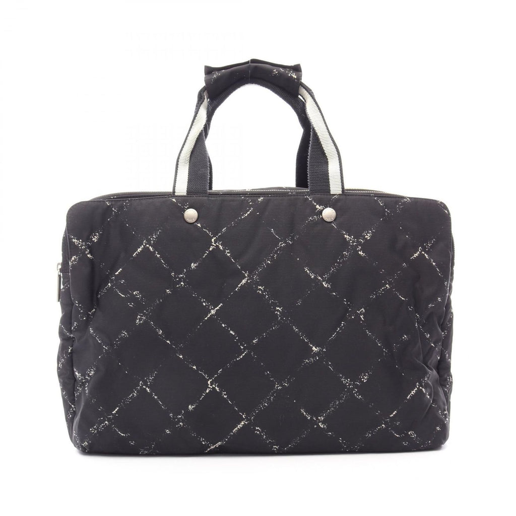 Chanel Boston Bag Vintage Travel Line Black White Nylon Mini