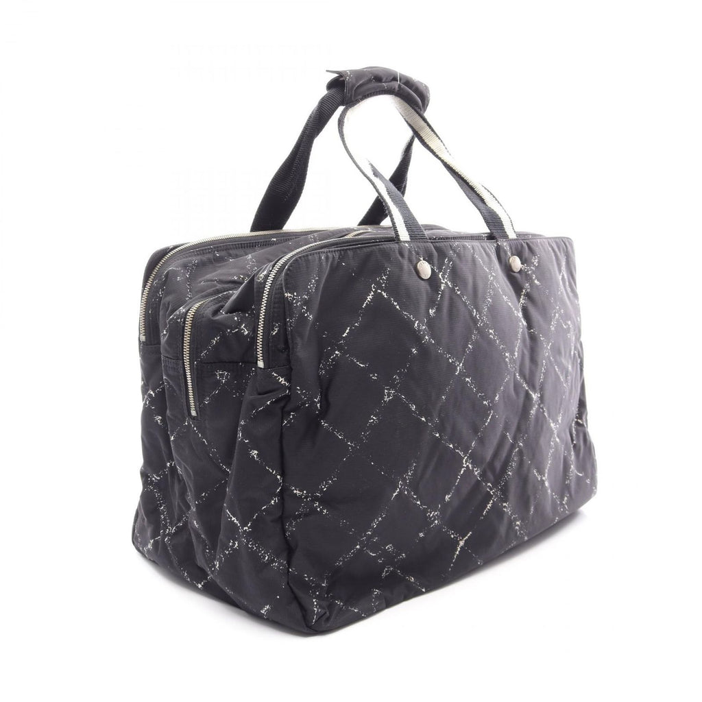 Chanel Boston Bag Vintage Travel Line Black White Nylon Mini — view 2