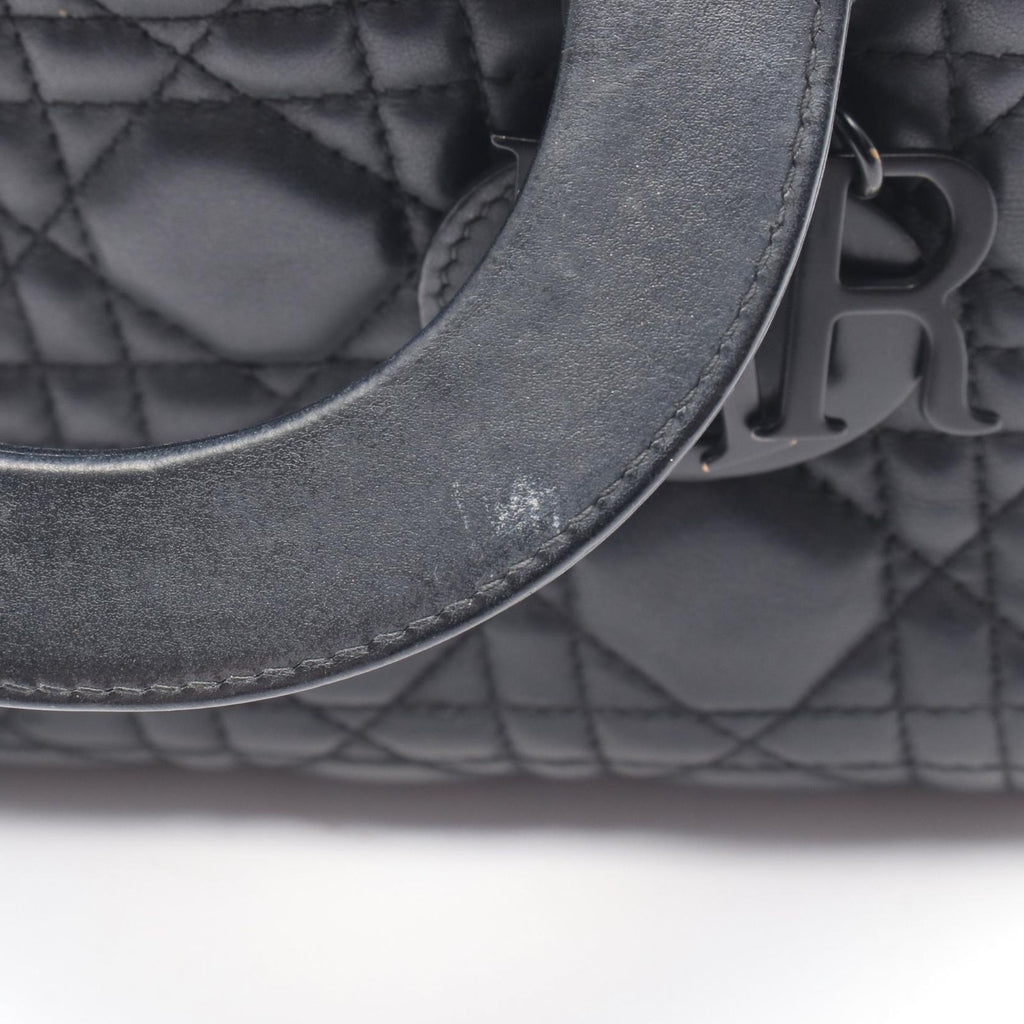 Dior Handbag Lady Mini 2-Way Black Leather Cannage Tote — view 6