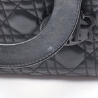 Dior Handbag Lady Mini 2-Way Black Leather Cannage Tote — view 6