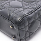 Dior Handbag Lady Mini 2-Way Black Leather Cannage Tote — view 8