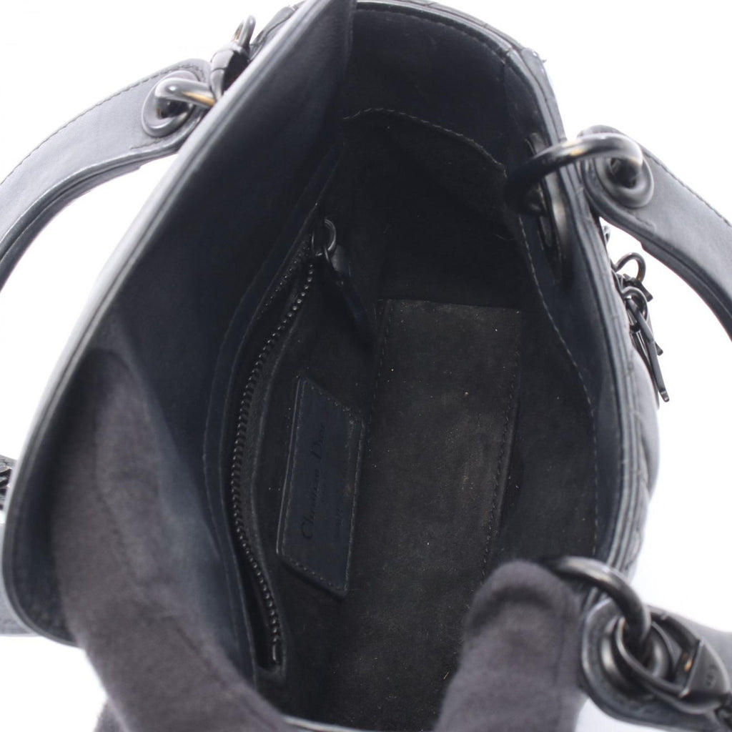 Dior Handbag Lady Mini 2-Way Black Leather Cannage Tote — view 3