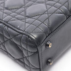 Dior Handbag Lady Mini 2-Way Black Leather Cannage Tote — view 7