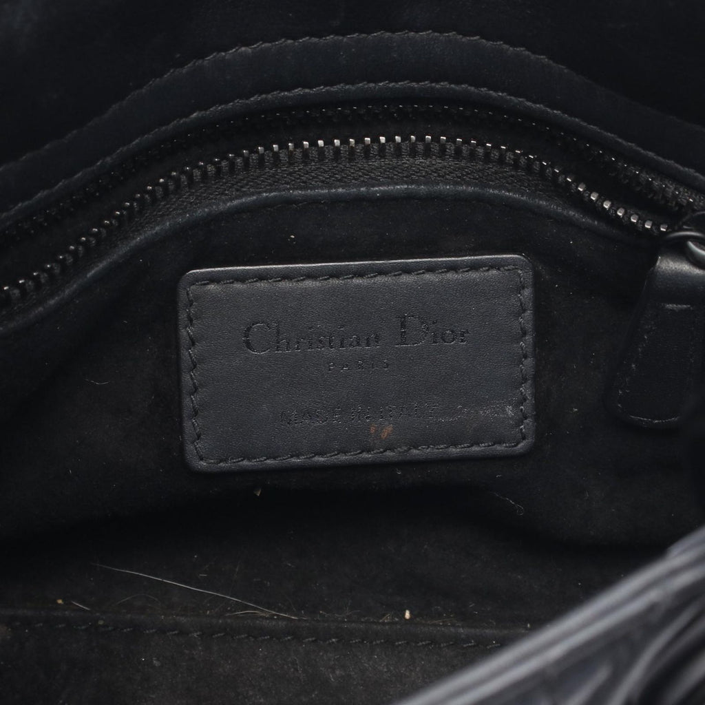 Dior Handbag Lady Mini 2-Way Black Leather Cannage Tote — view 4