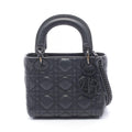 Dior Handbag Lady Mini 2-Way Black Leather Cannage Tote