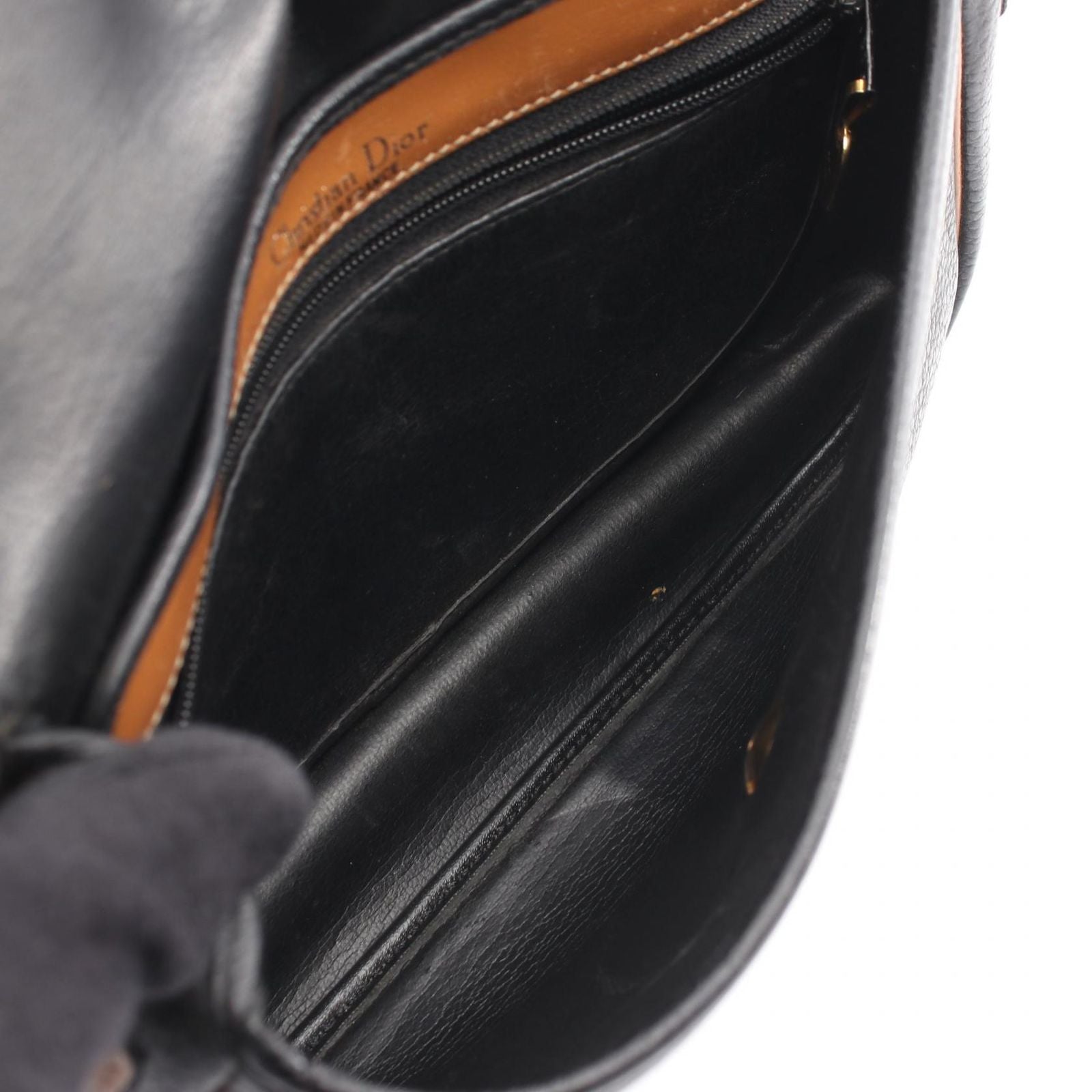 Dior Shoulder Bag Logo Black Brown Leather — view 3