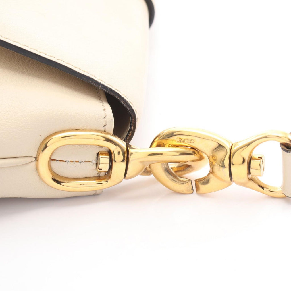 Celine Shoulder Bag Logo Ivory Leather Horsebit — view 5
