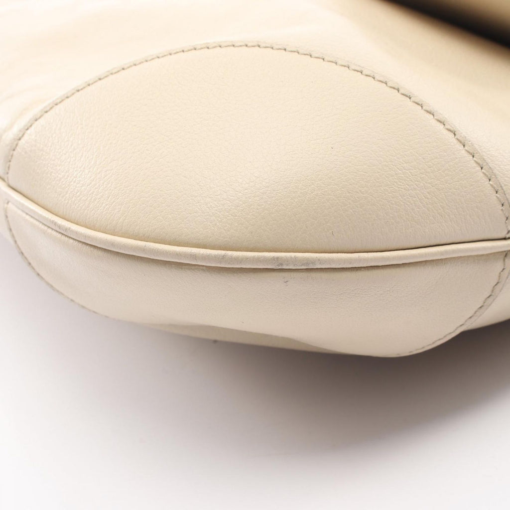 Celine Shoulder Bag Logo Ivory Leather Horsebit — view 9