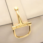 Celine Shoulder Bag Logo Ivory Leather Horsebit — view 6