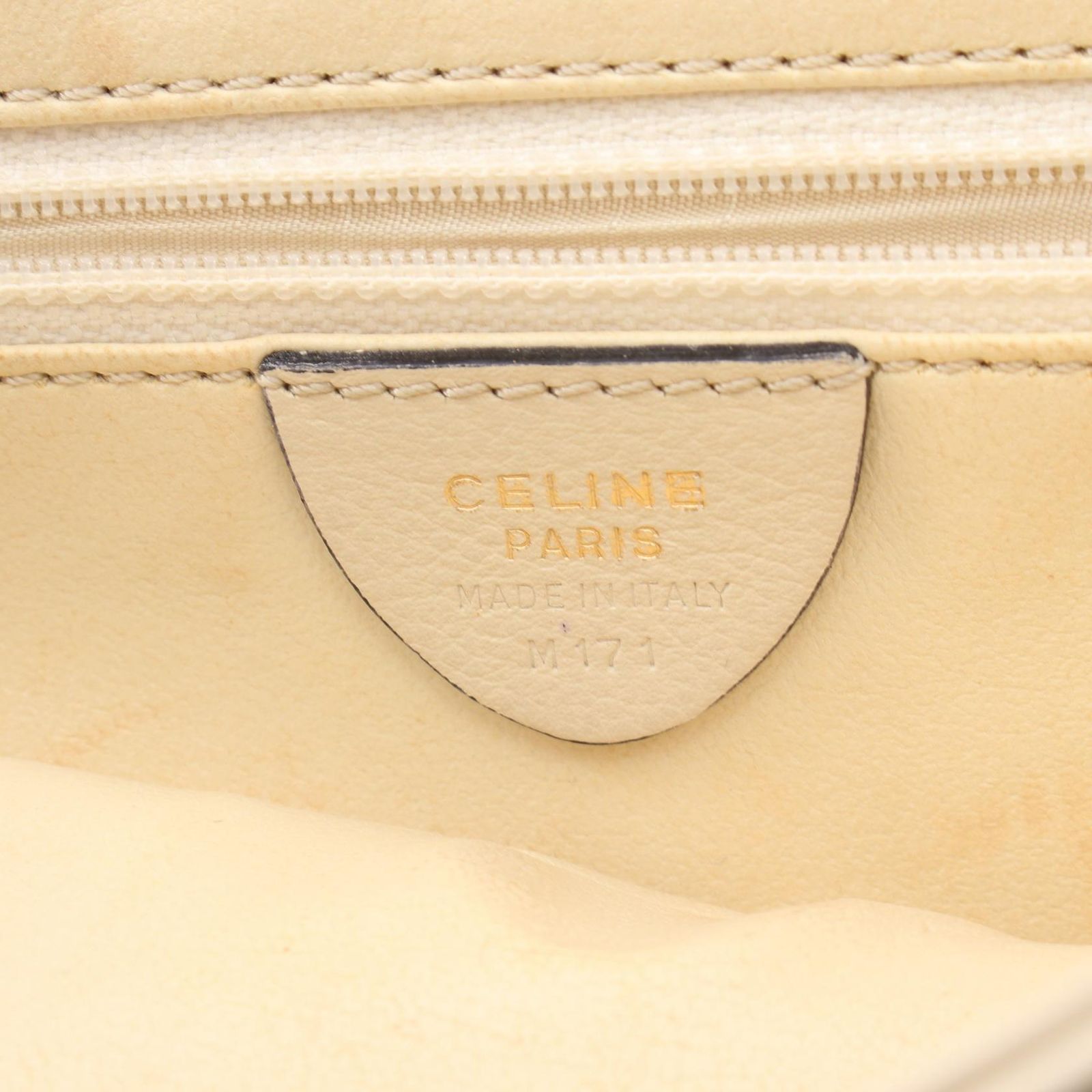 Celine Shoulder Bag Logo Ivory Leather Horsebit — view 4