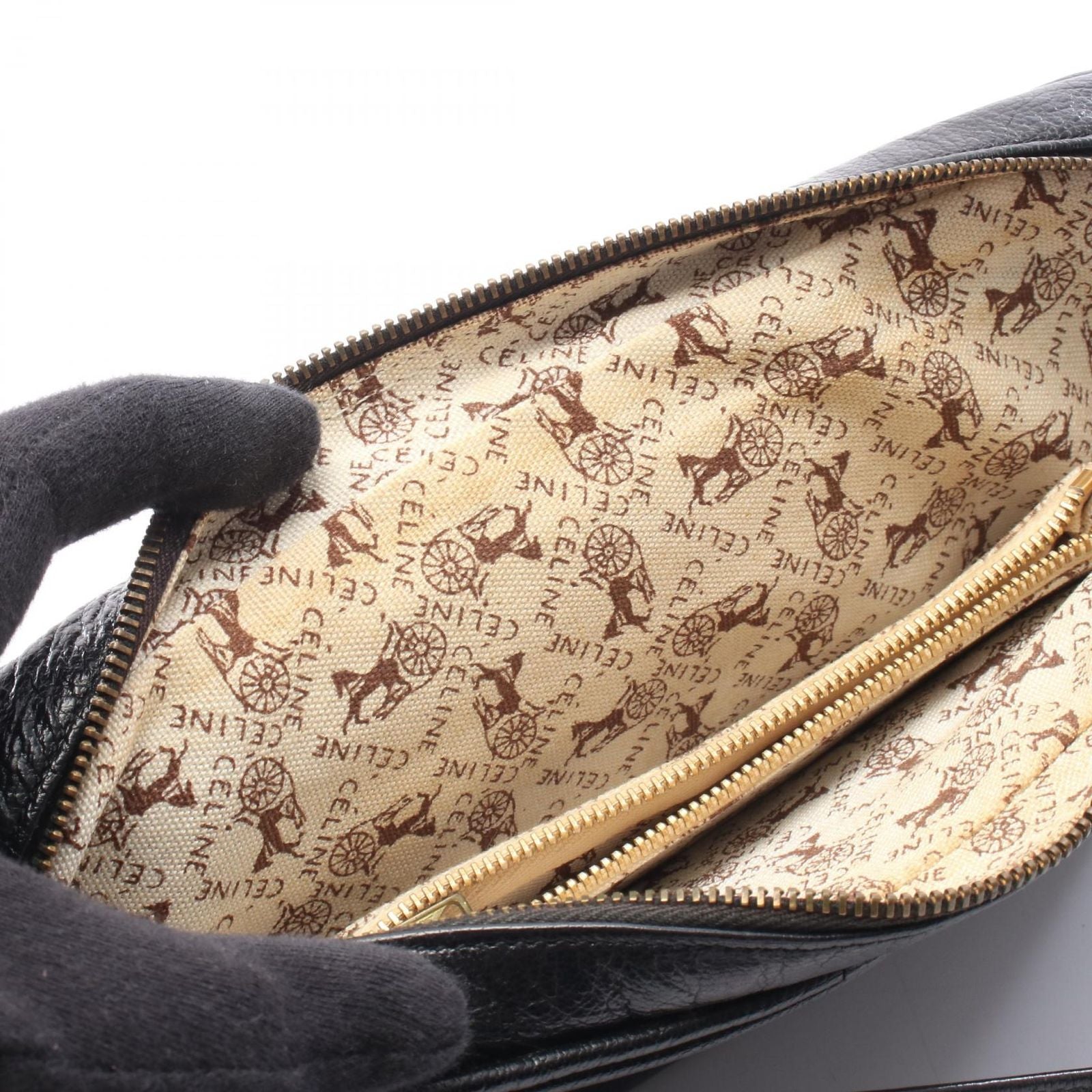 Celine Shoulder Bag Carriage Black Leather — view 5