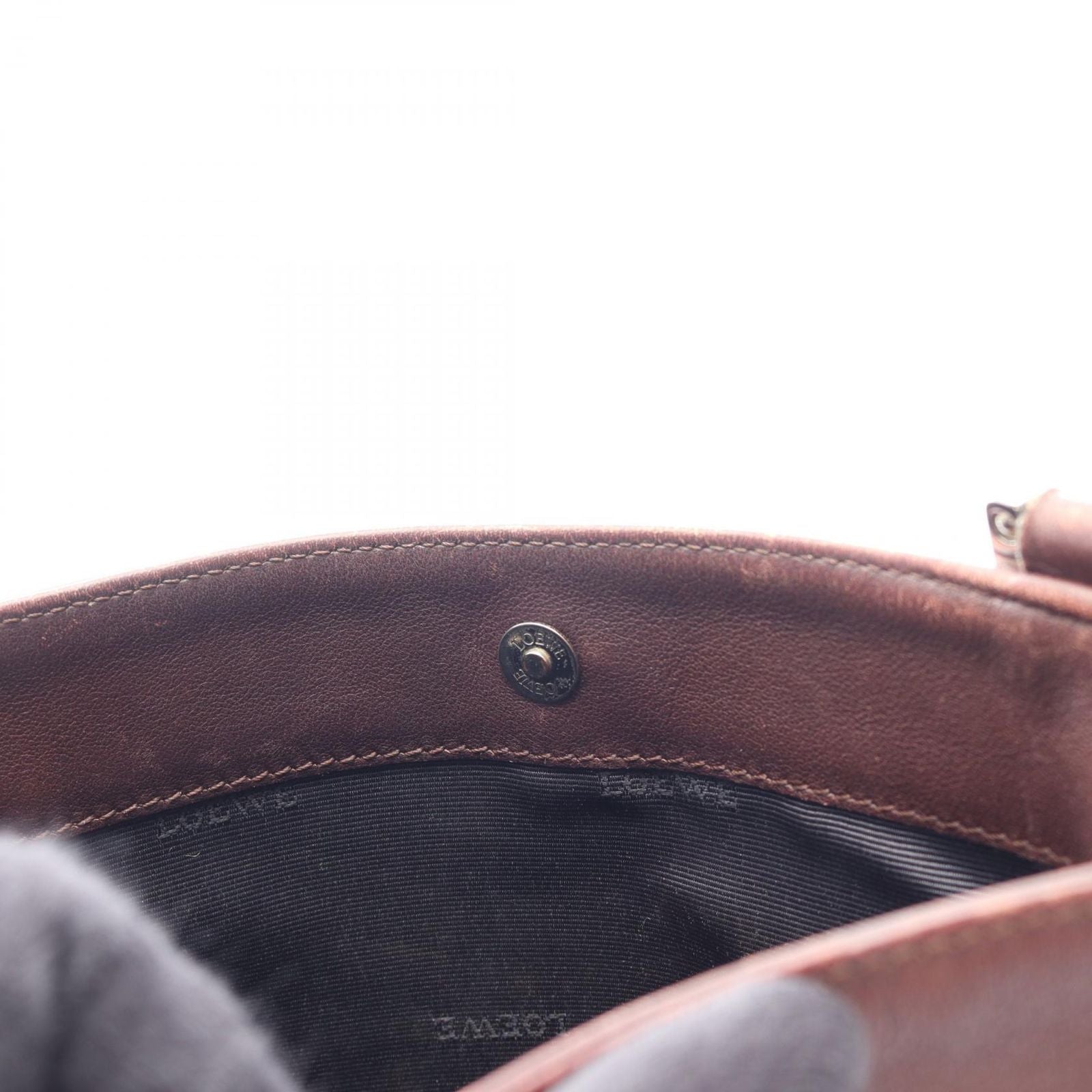 Loewe Shoulder Bag Anagram Dark Brown Leather — view 6