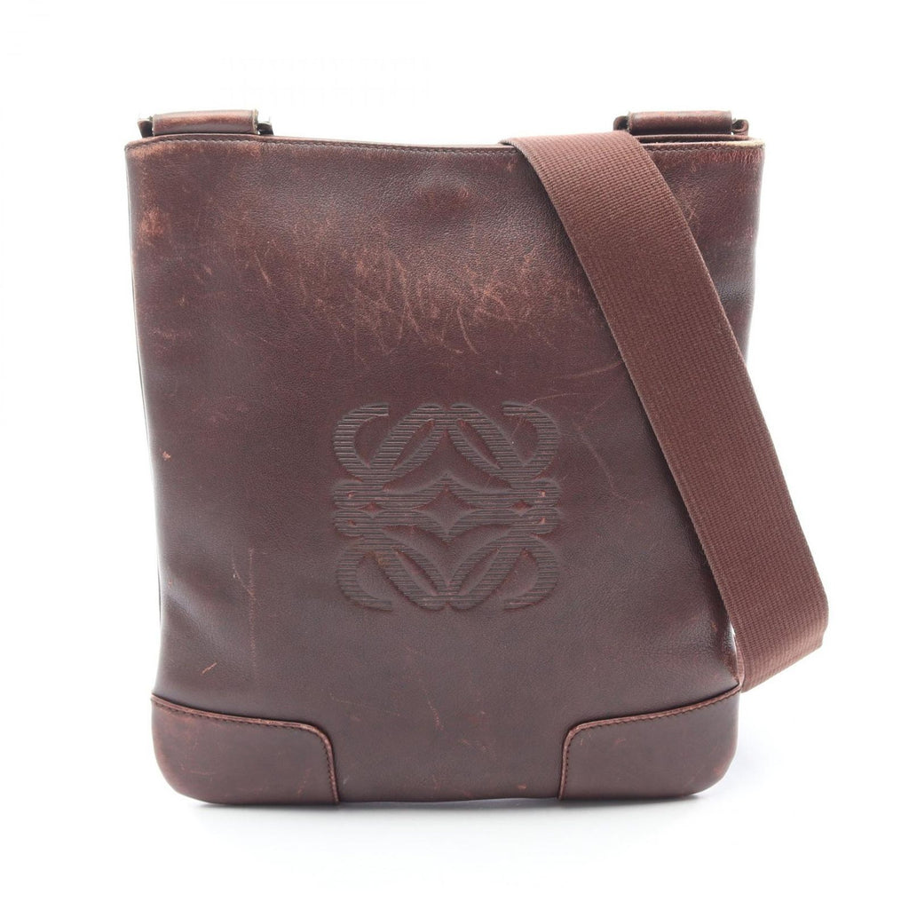 Loewe Shoulder Bag Anagram Dark Brown Leather
