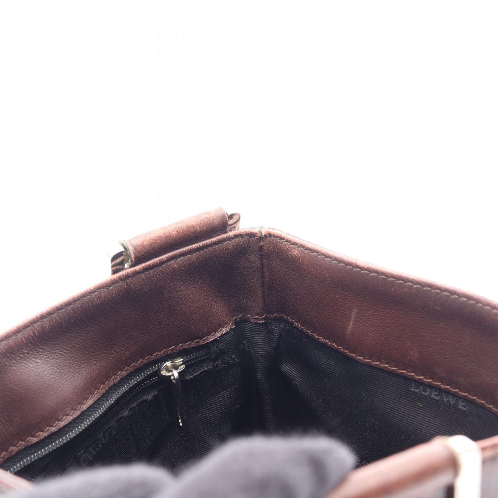 Loewe Shoulder Bag Anagram Dark Brown Leather — view 5