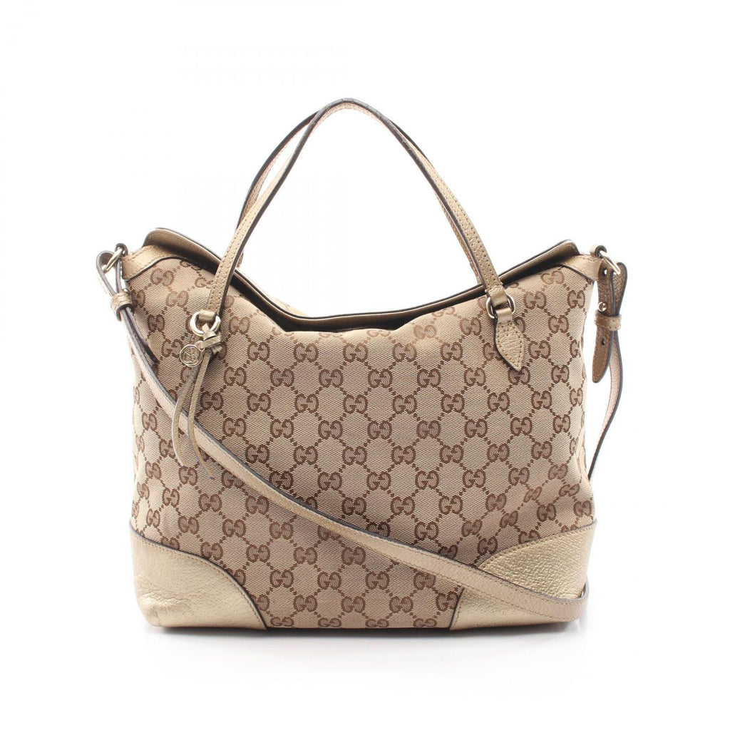 Gucci Handbag Bree GG Canvas 2-Way Beige Gold Shoulder