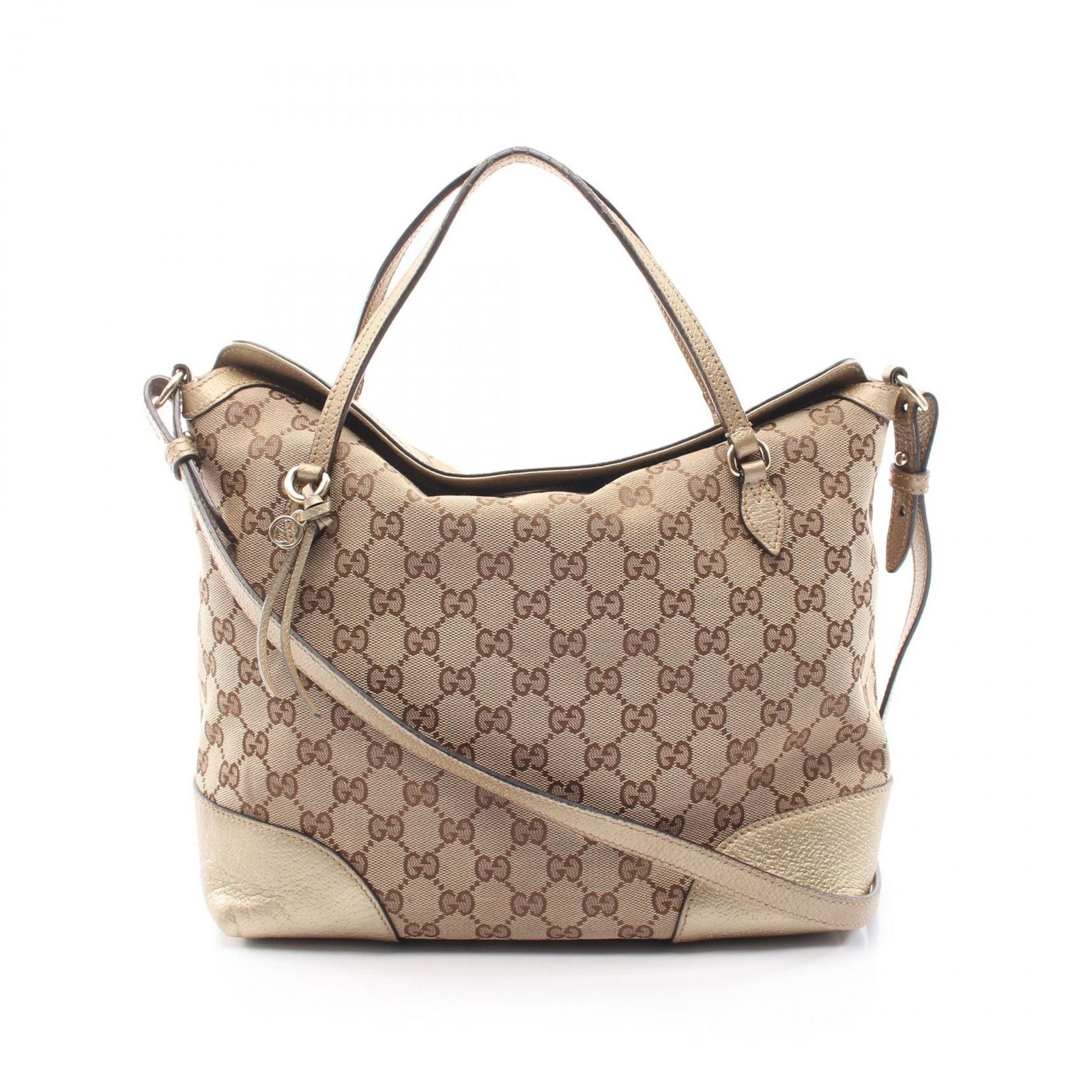 Gucci Handbag Bree GG Canvas 2-Way Beige Gold Shoulder