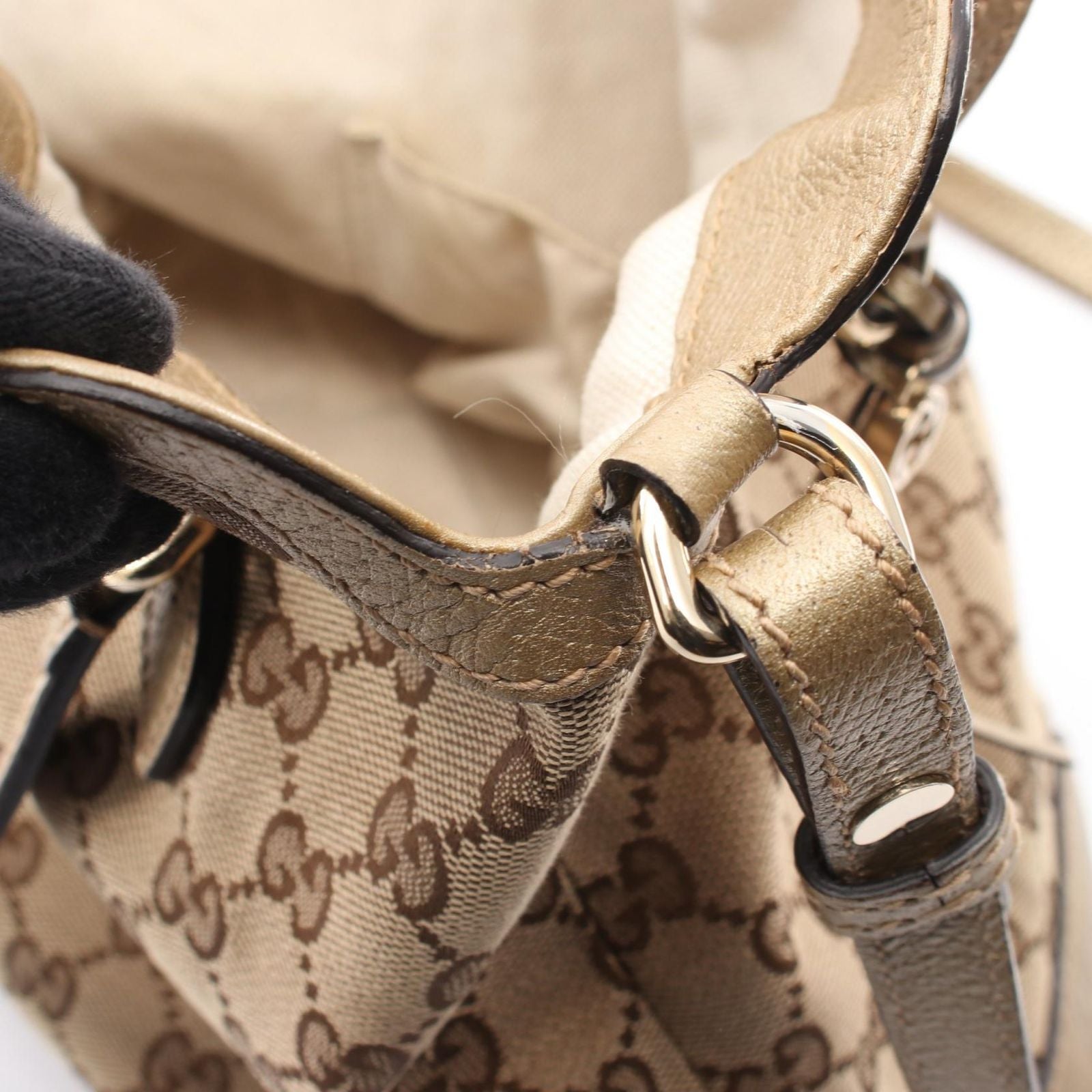 Gucci Handbag Bree GG Canvas 2-Way Beige Gold Shoulder — view 6